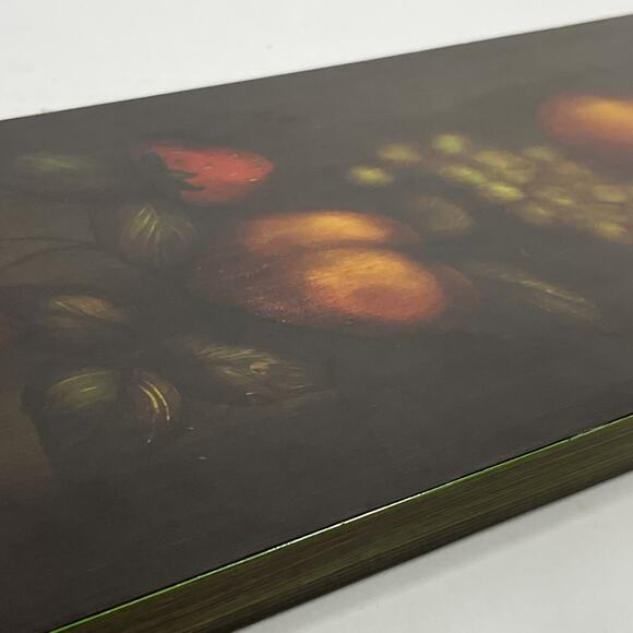 Original Still Life Hanging Fruit Painting On Wood Board Moody Dark 8” x 23.5” - Picture 6 of 7